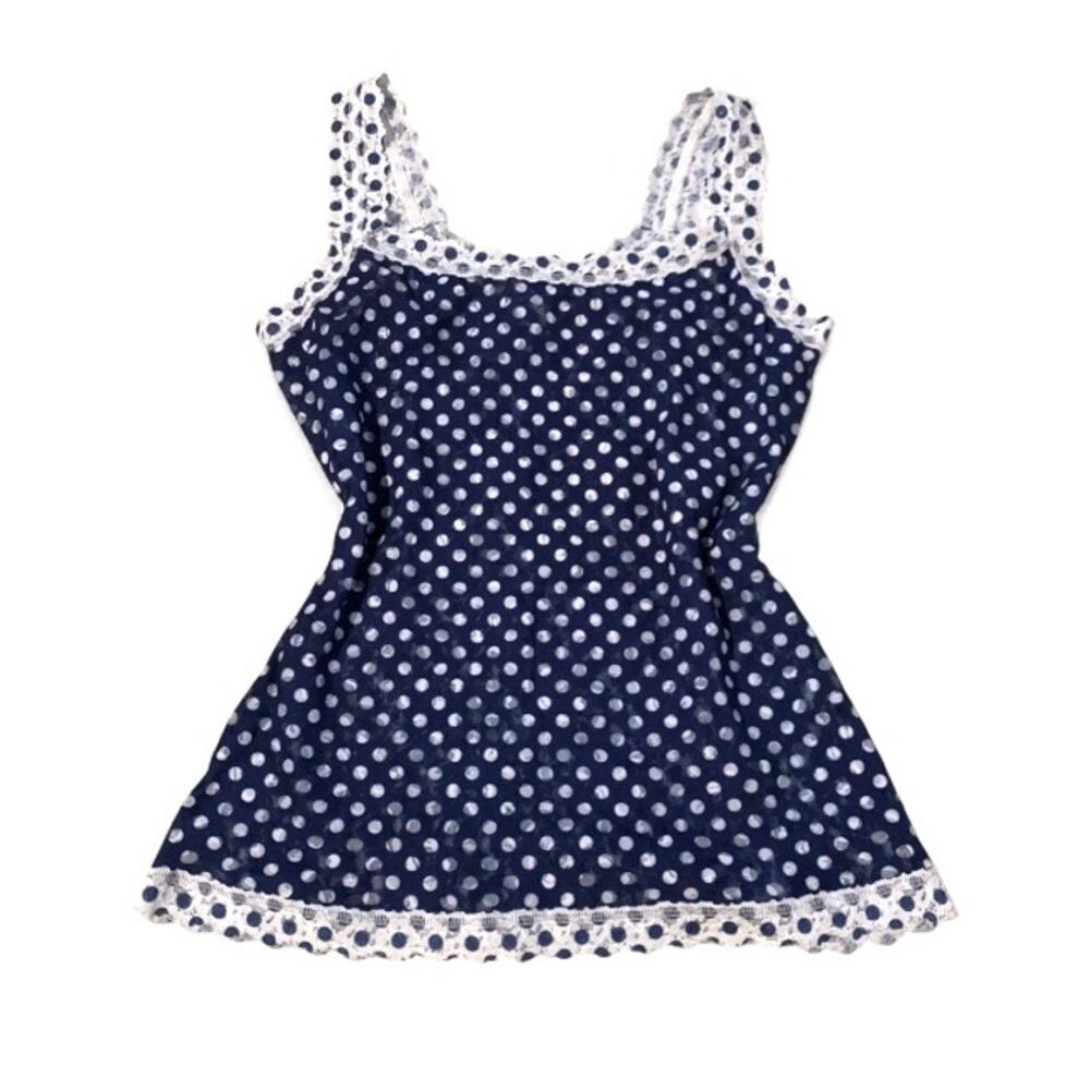 Hanky Panky Y2K Early 2000s Baby Blue White Lace Polka Dot Cami